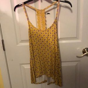 Yellow tank with lace